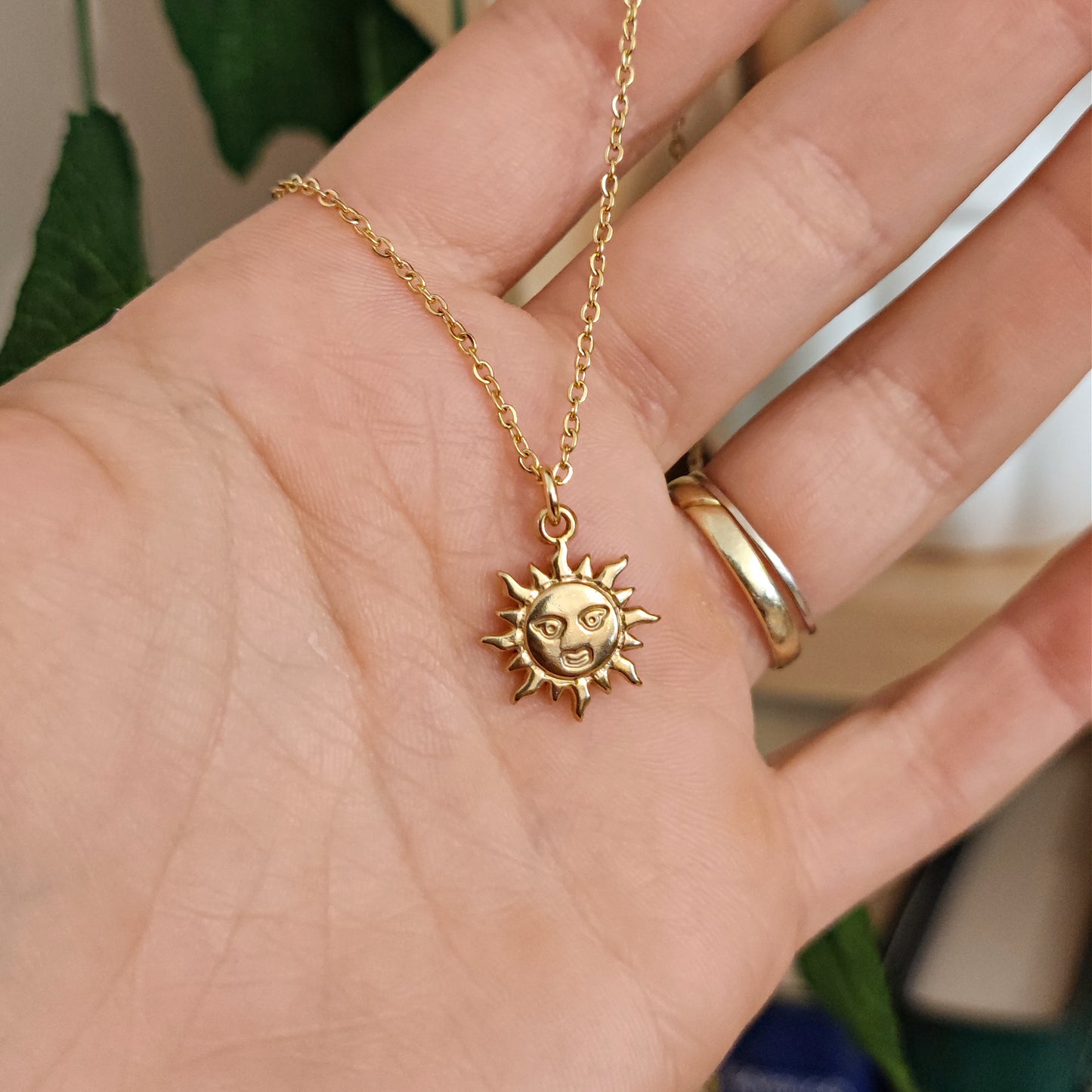 Sun Face Necklace, Gold or Silver Sun Necklace, Aesthetic Necklace, Mythology Necklace // HELIOS
