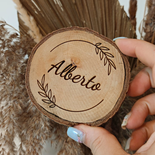 Segnaposto in legno con incisione, segnaposto matrimonio con nome personalizzabile, cadeau per gli ospiti