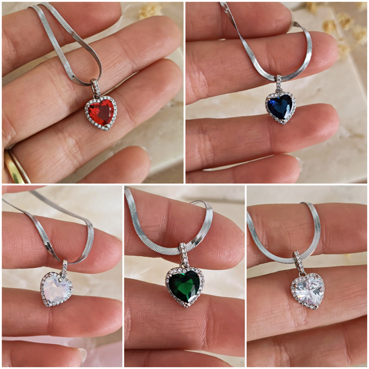 Collana cobra e cuore "Juliet" colore a scelta, argento