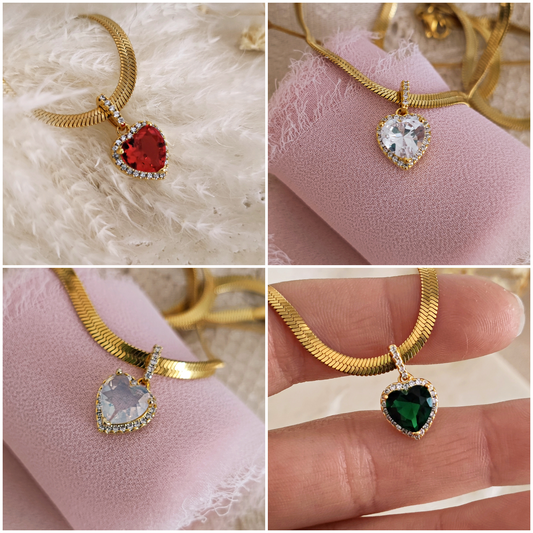 Collana cobra e cuore "Juliet" colore a scelta, oro