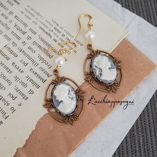 Reserved listing♥ - Black cameo set necklace + earrings