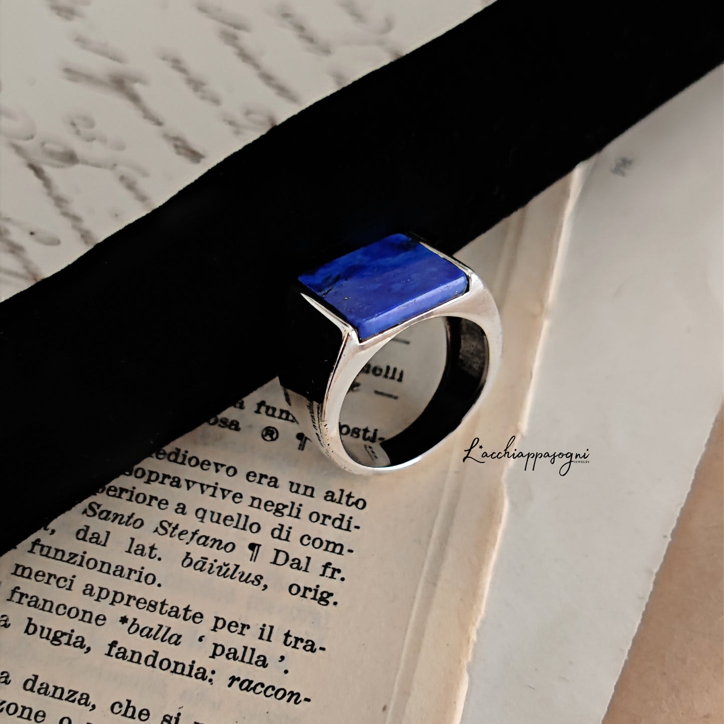 ULTIMO PEZZO Anello solare in argento 925 e Lapislazzuli