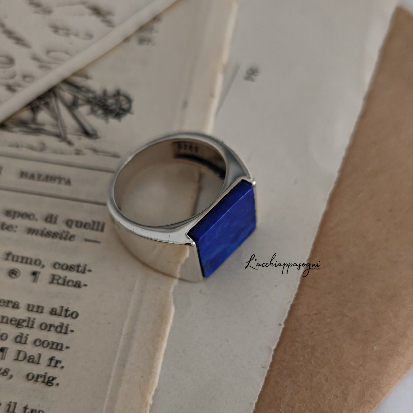 ULTIMO PEZZO Anello solare in argento 925 e Lapislazzuli