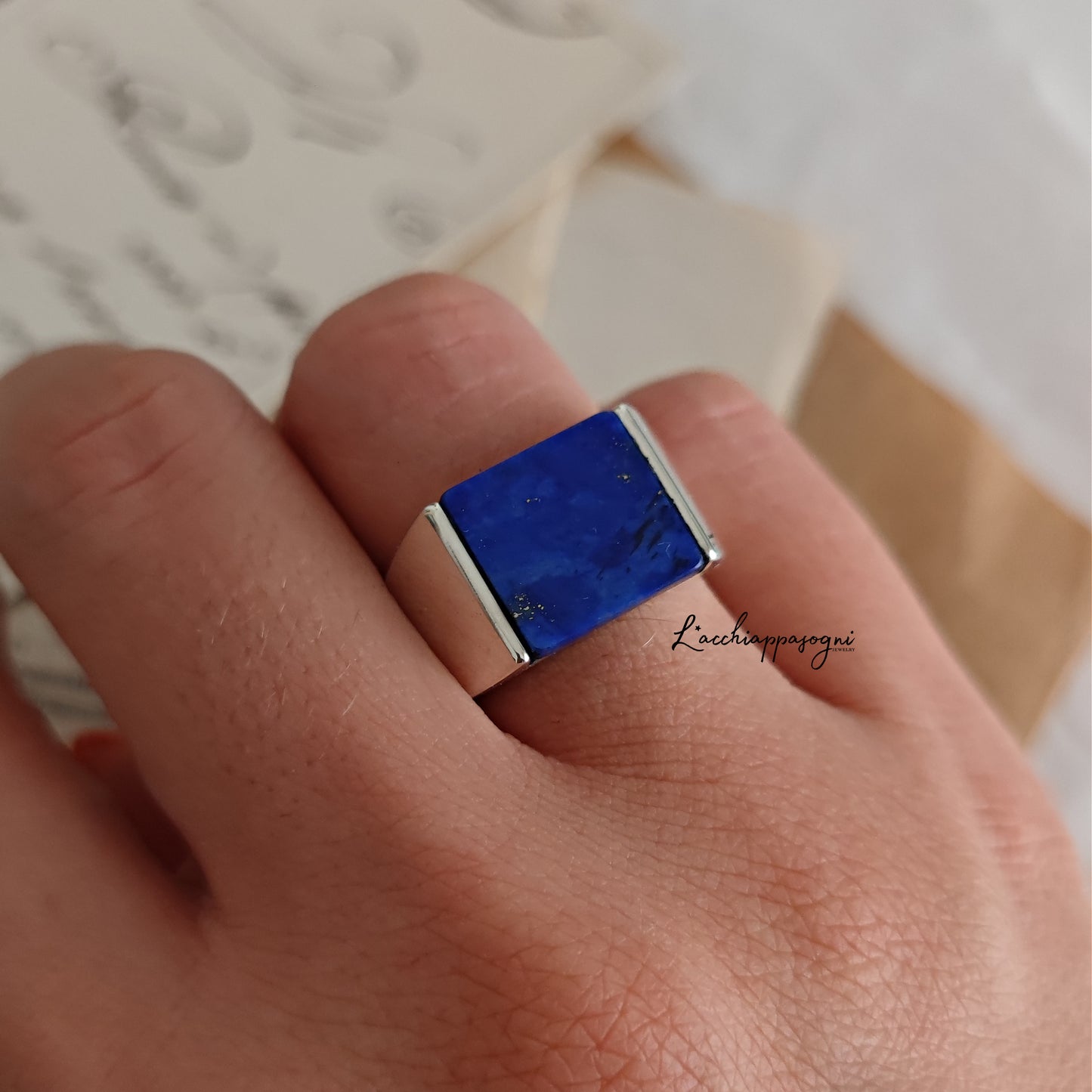 ULTIMO PEZZO Anello solare in argento 925 e Lapislazzuli