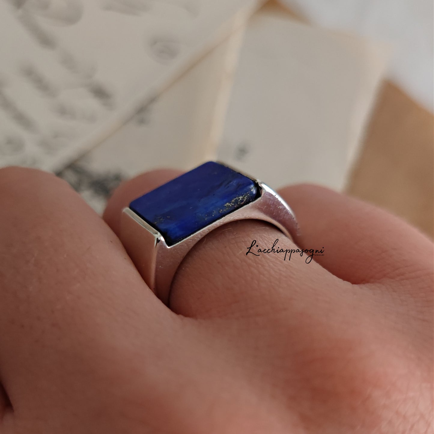 ULTIMO PEZZO Anello solare in argento 925 e Lapislazzuli