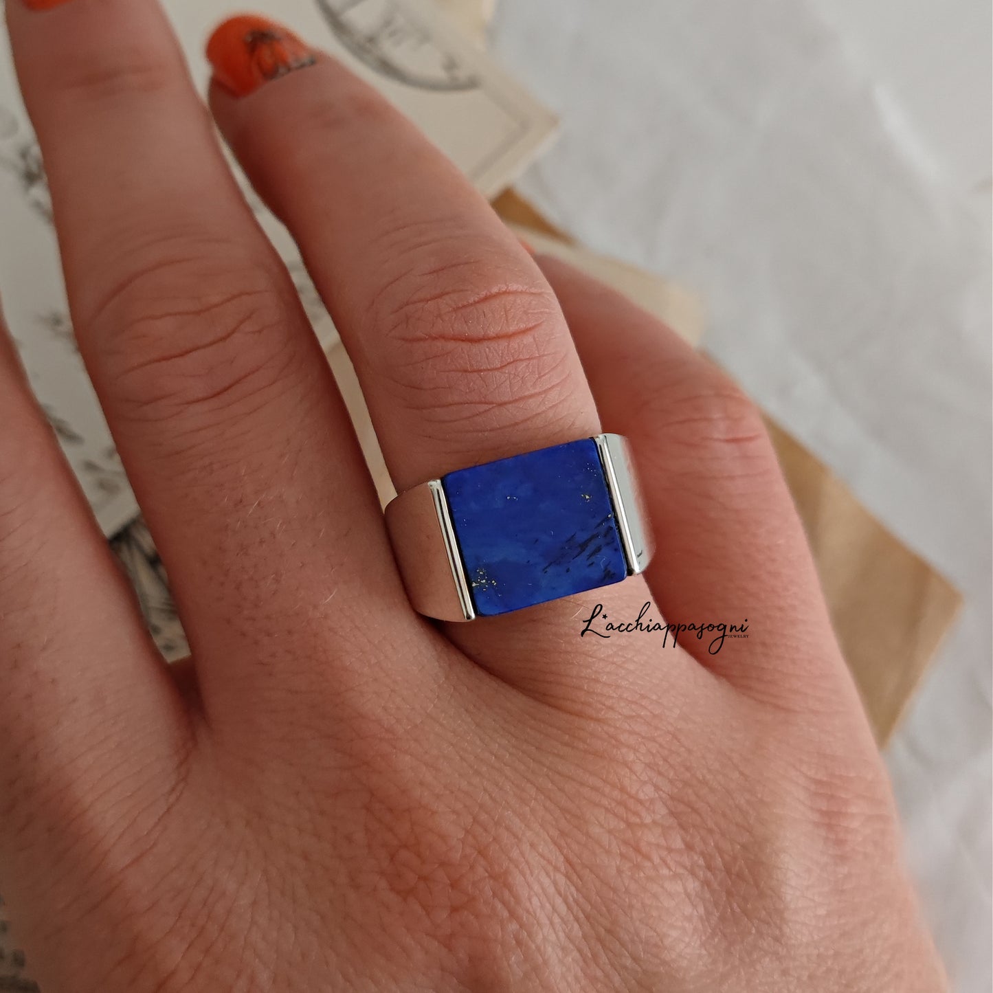 ULTIMO PEZZO Anello solare in argento 925 e Lapislazzuli