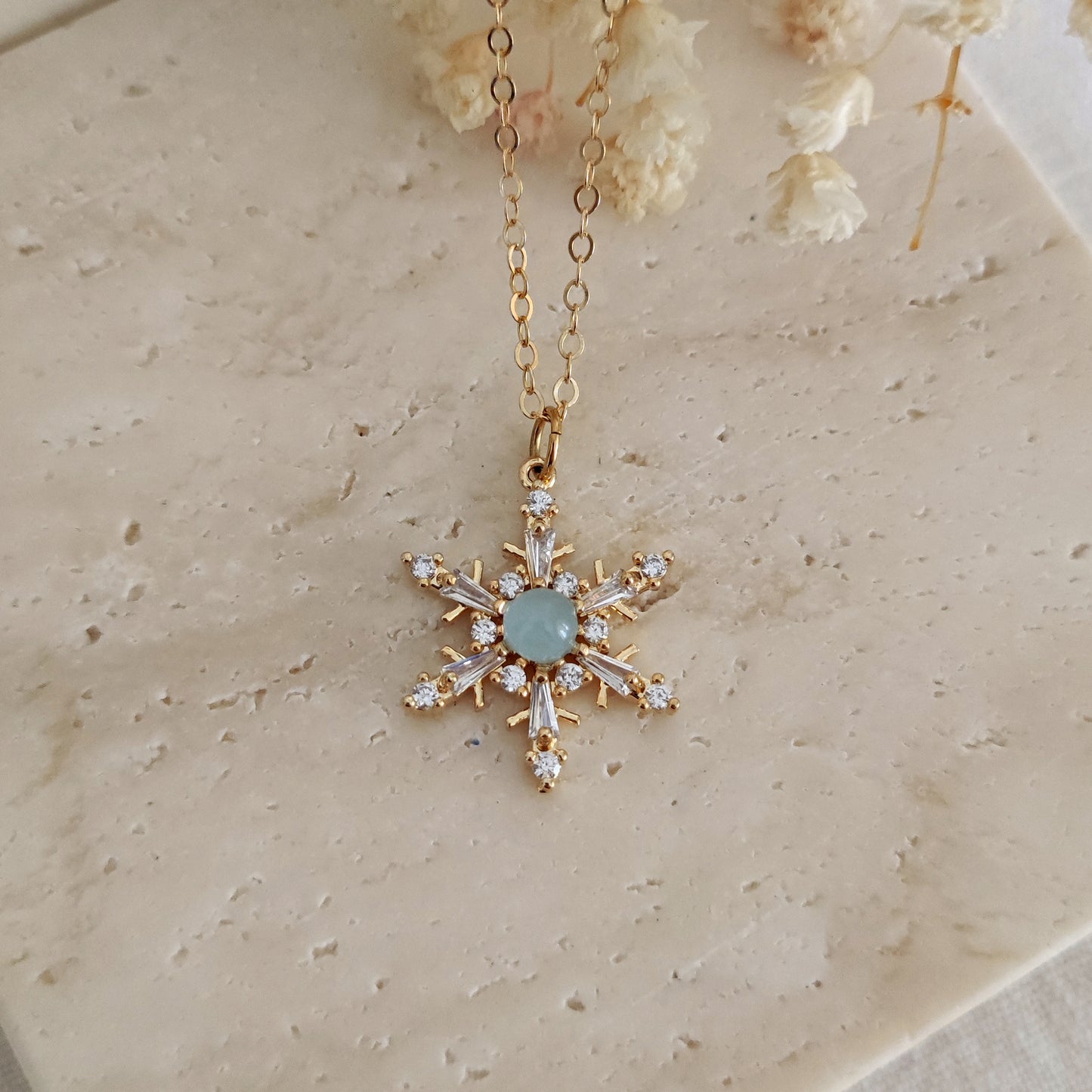 Ice Snowflake necklace with Fluorite