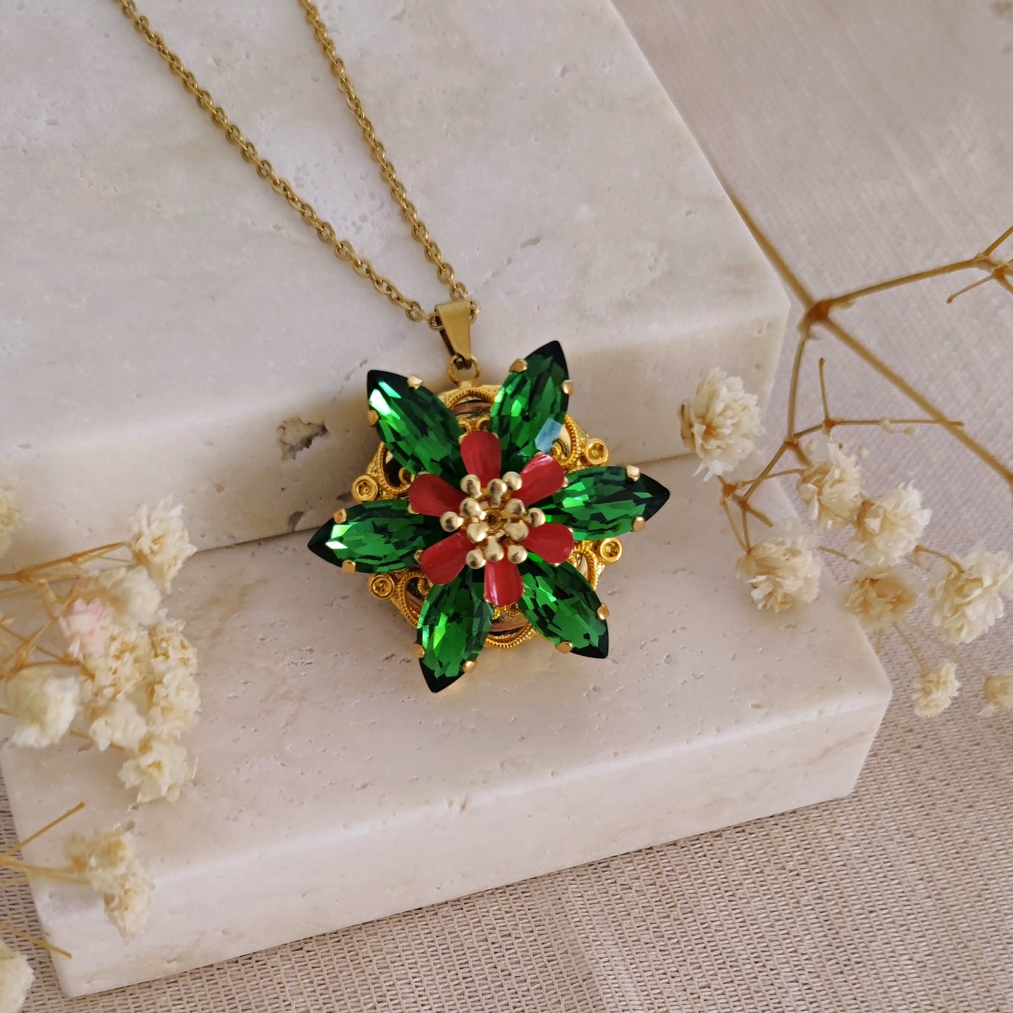 Anastasia Necklace Together in Paris FERN GREEN D GLASS