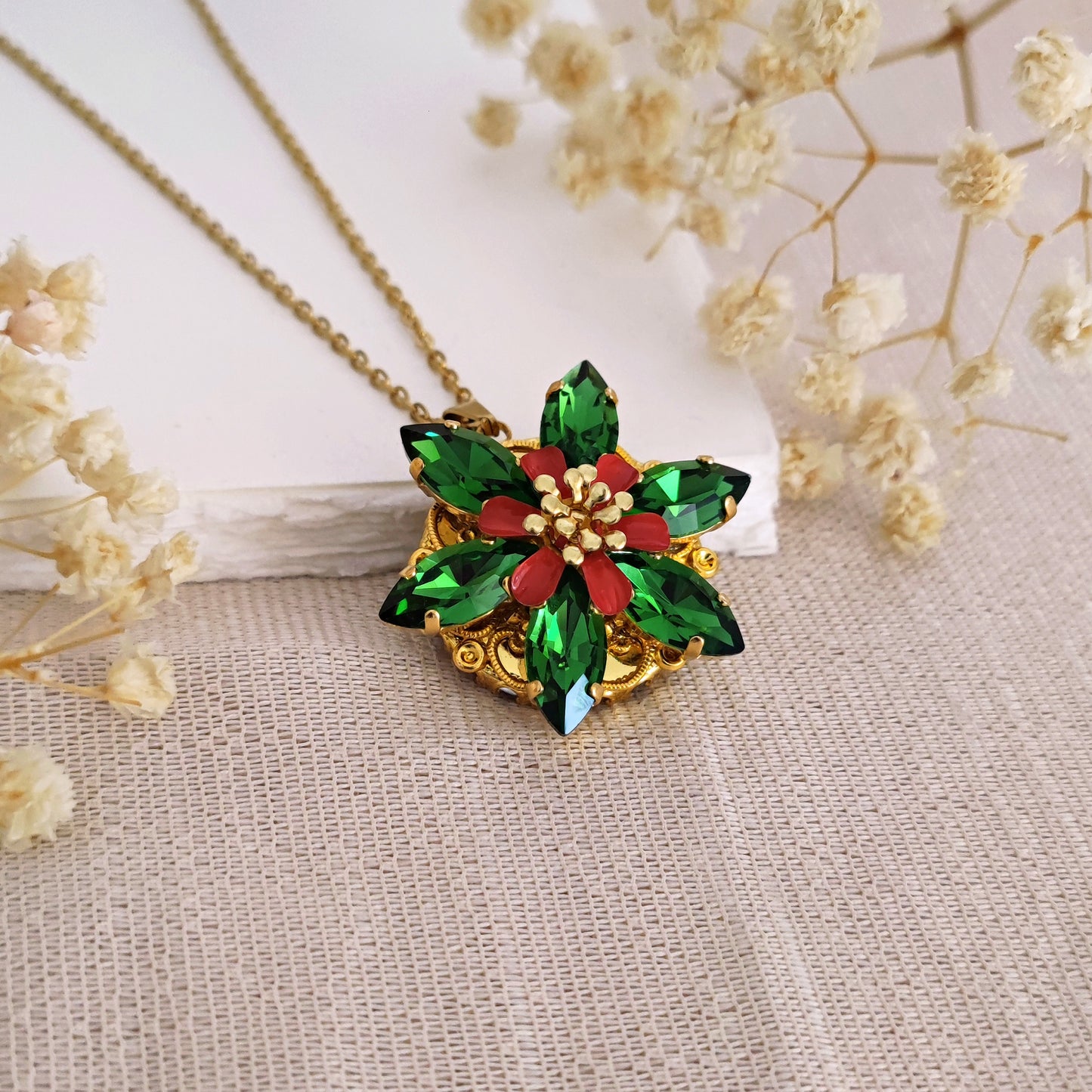 Anastasia Necklace Together in Paris FERN GREEN D GLASS