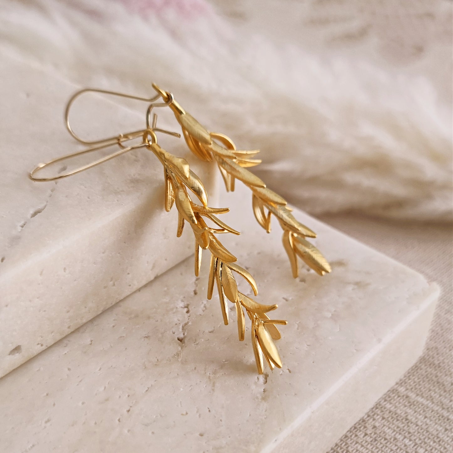 Rosemary Leaves Earrings, Rosemary Dangling Earrings, Twig Branch Earrings, Plant Nature Lover, Botanical Wildflower Earrings