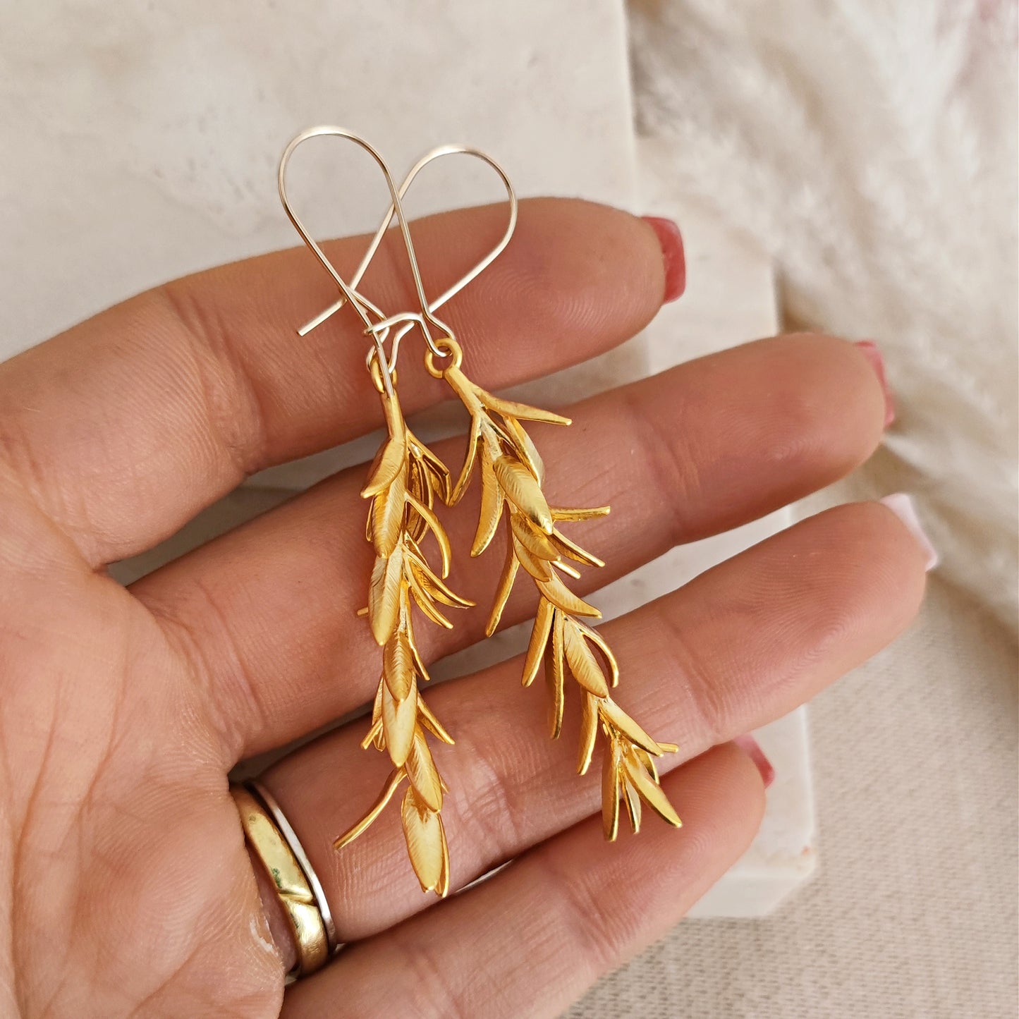 Rosemary Leaves Earrings, Rosemary Dangling Earrings, Twig Branch Earrings, Plant Nature Lover, Botanical Wildflower Earrings