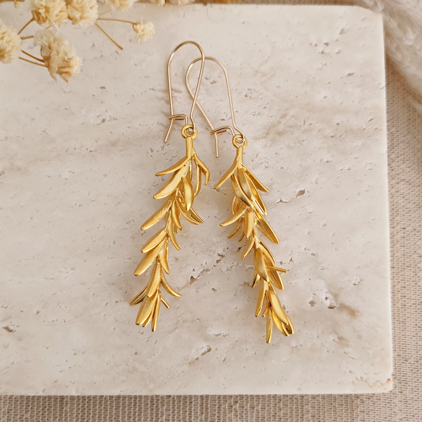 Rosemary Leaves Earrings, Rosemary Dangling Earrings, Twig Branch Earrings, Plant Nature Lover, Botanical Wildflower Earrings