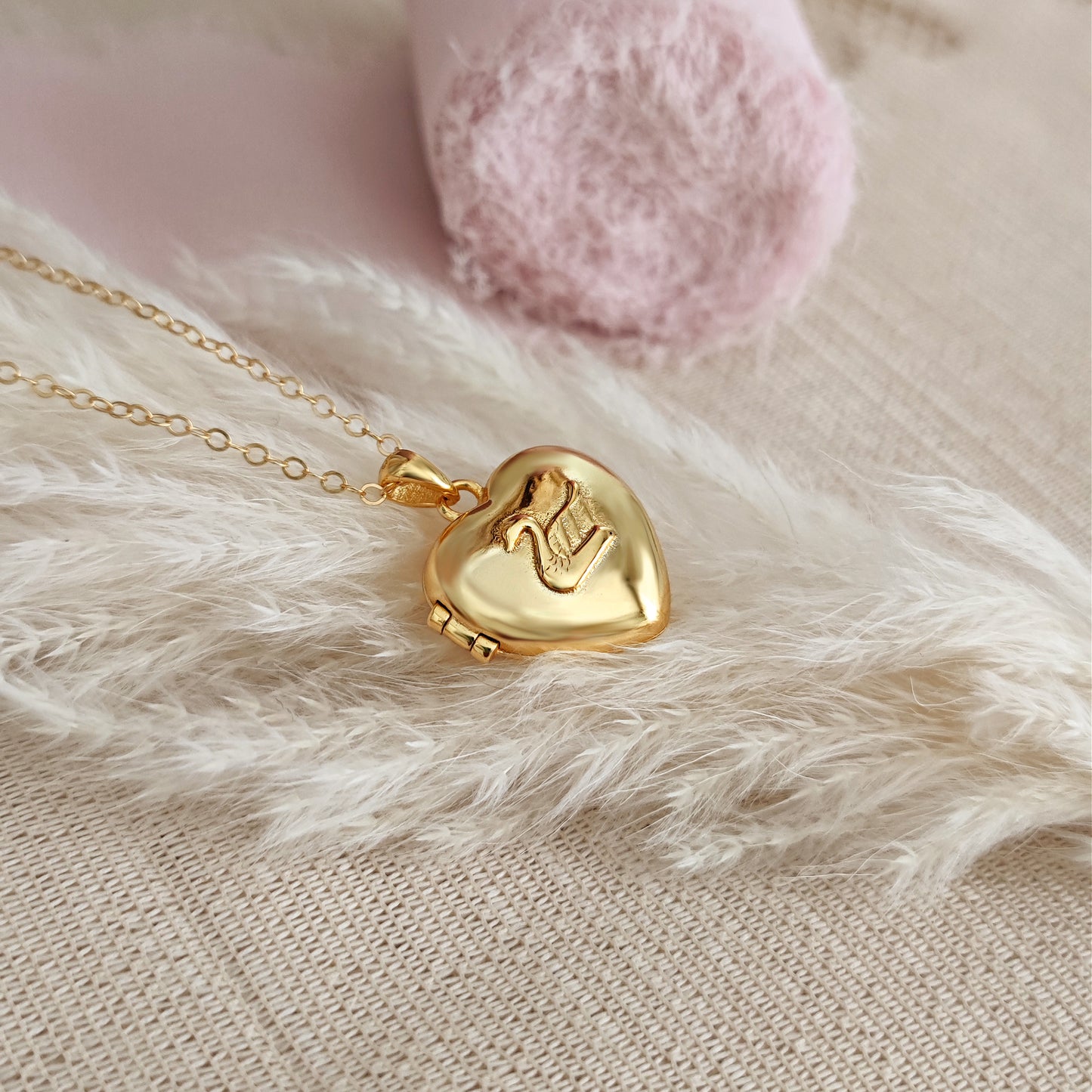 Collana Cuore apribile Cigno, oro - SMALL OTTONE PLACCATO ORO
