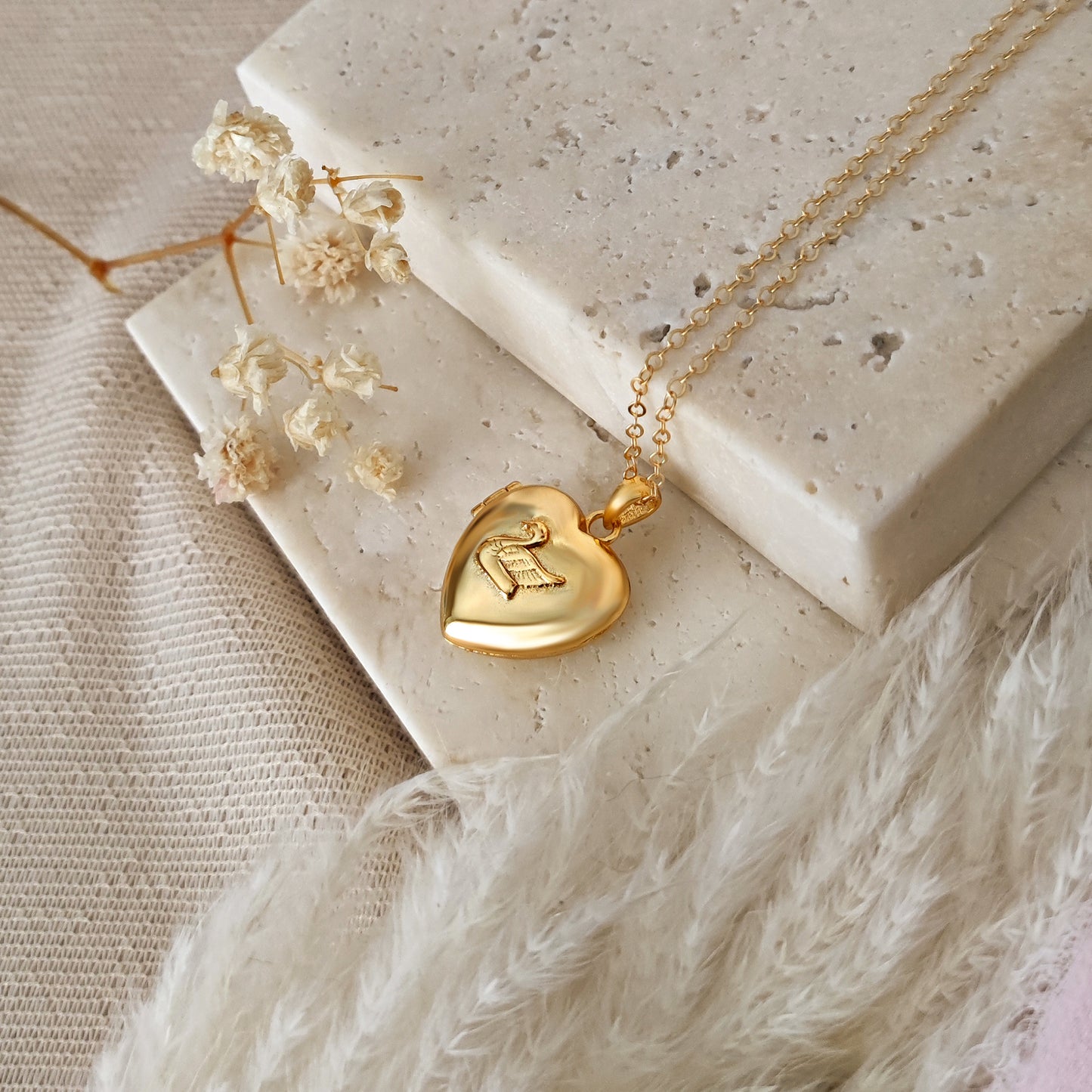 Collana Cuore apribile Cigno, oro - SMALL OTTONE PLACCATO ORO