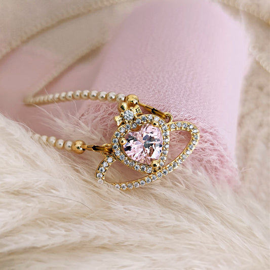 Collana Princesscore con perle e Saturno rosa