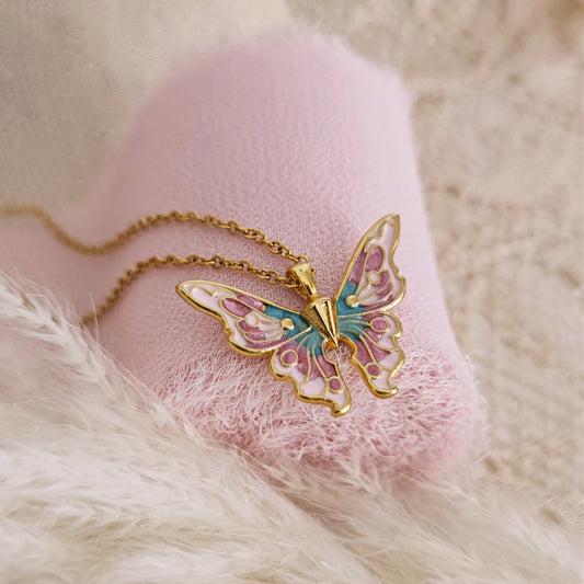 Fairy Pearls Princess Necklace, Mariposa and Pearls Necklace, PrincessCore Butterfly and Pearls Necklace, Coquette Aesthetic, Fairy Princess