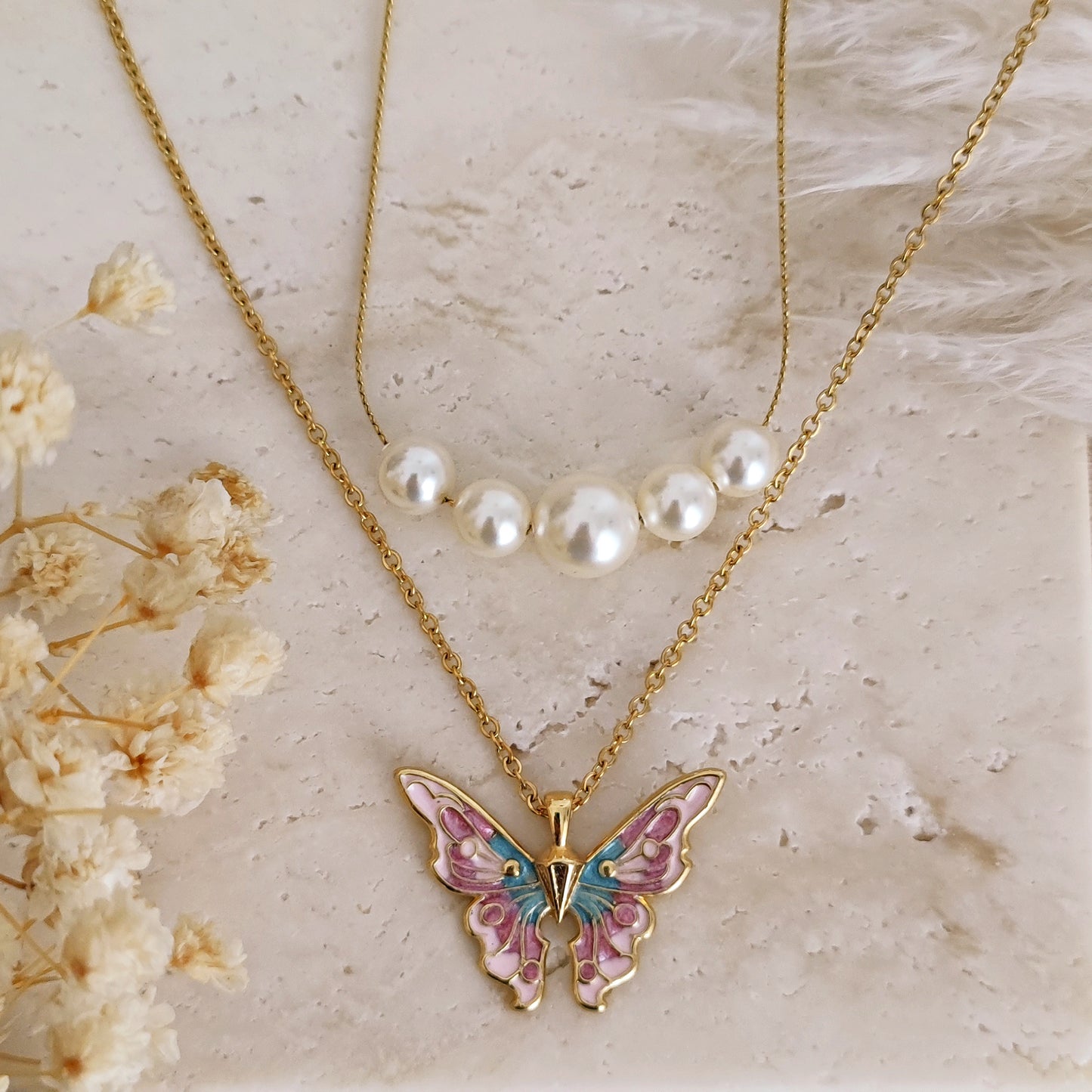 Fairy Pearls Princess Necklace, Mariposa and Pearls Necklace, PrincessCore Butterfly and Pearls Necklace, Coquette Aesthetic, Fairy Princess