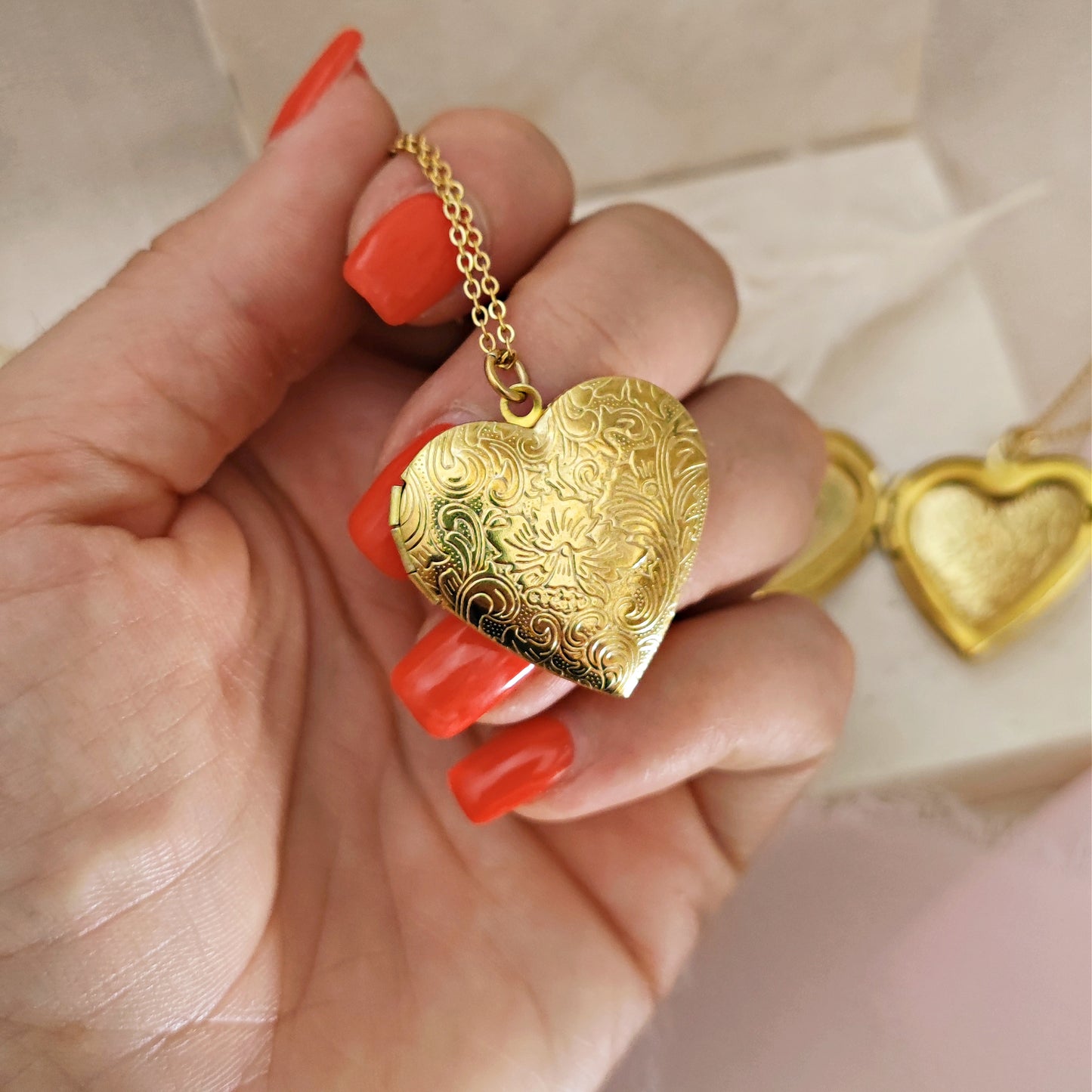 Heart Locket Necklace, Friendship Necklace, Medium size