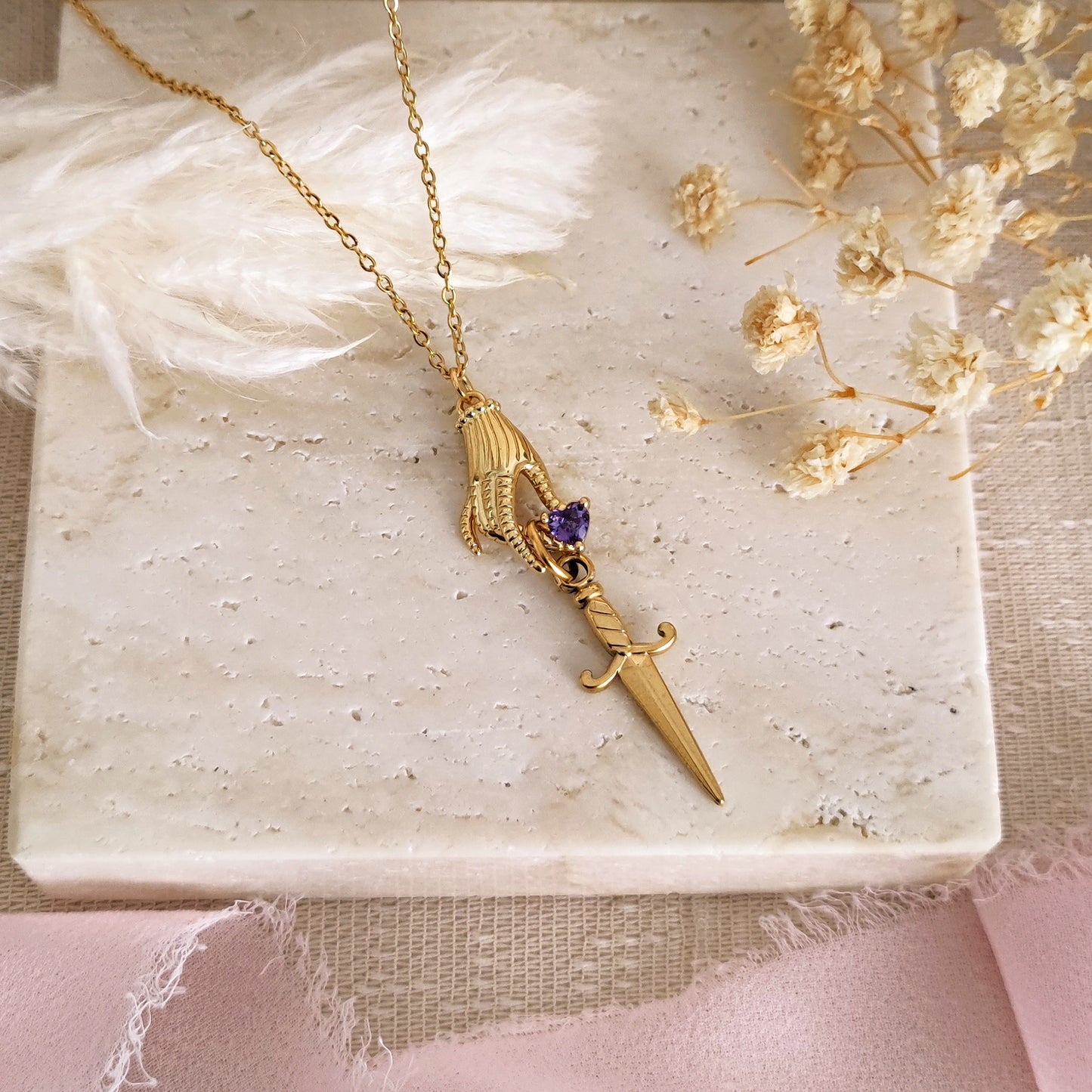 Enemies To Lovers Necklace, Sword and Heart Necklace, Bookish Necklace, Dark Academia Necklace, Book Lover Necklace