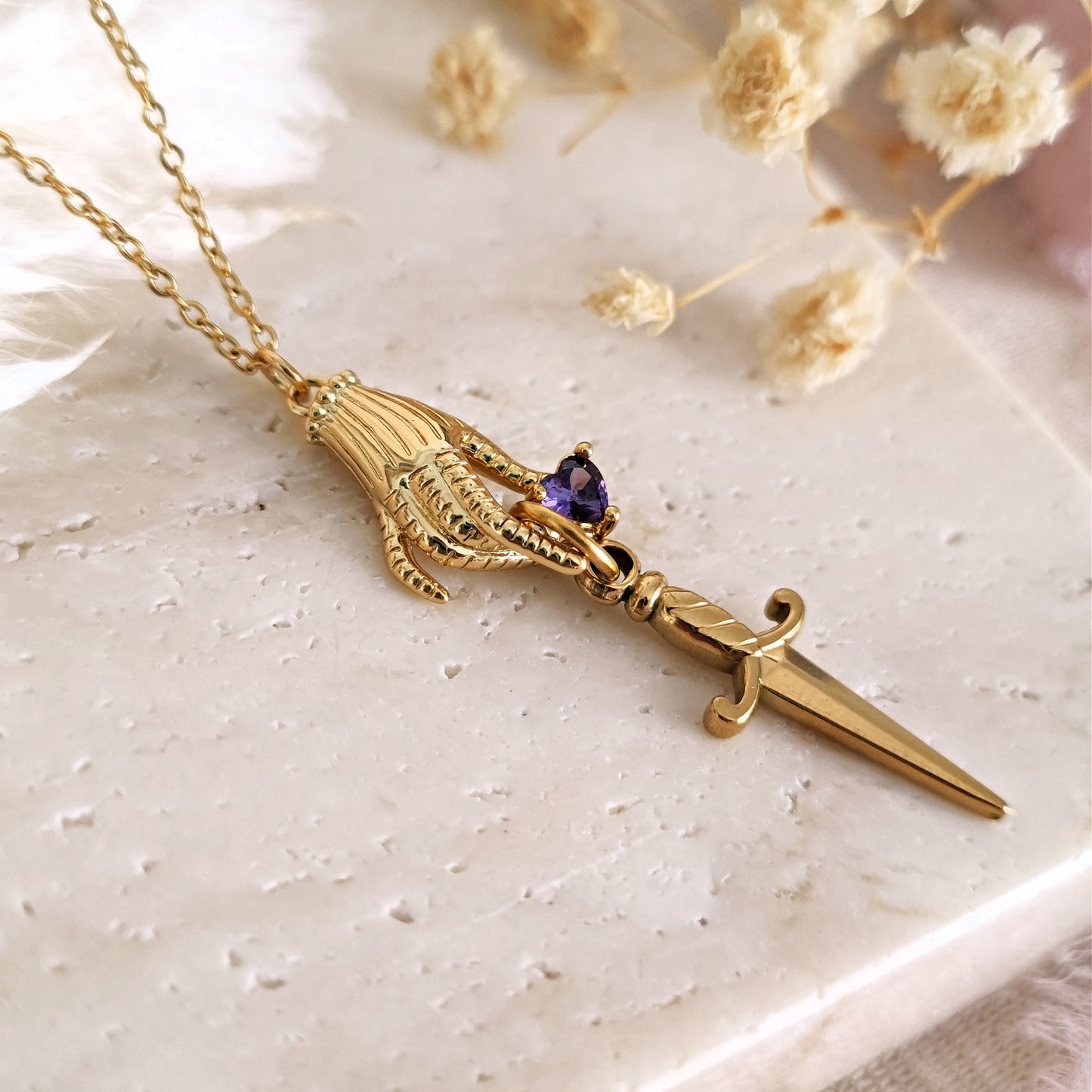Enemies To Lovers Necklace, Sword and Heart Necklace, Bookish Necklace, Dark Academia Necklace, Book Lover Necklace