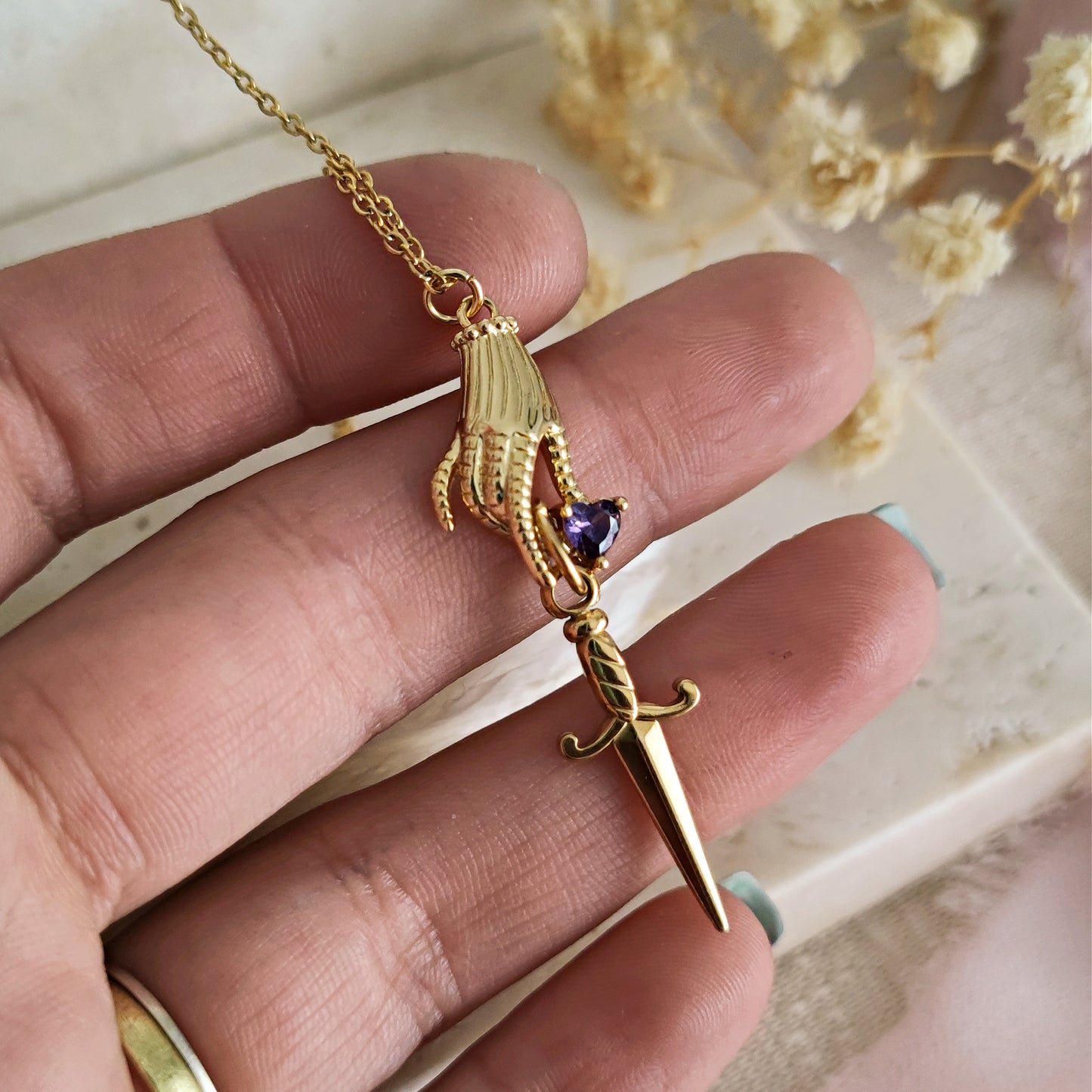 Enemies To Lovers Necklace, Sword and Heart Necklace, Bookish Necklace, Dark Academia Necklace, Book Lover Necklace