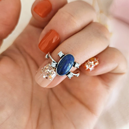 Anello solare con Lapislazuli e zirconia cubica