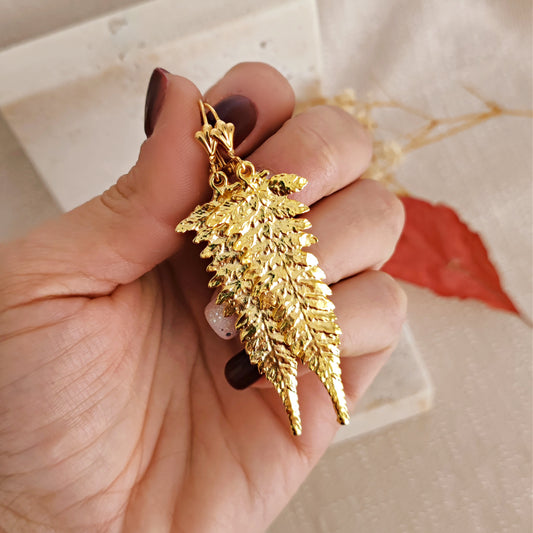 Orecchini felce "Silvestris Fern" - oro, bronzo, argento