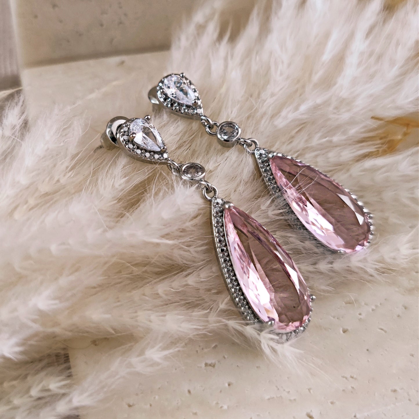 Orecchini Boho da sposa a goccia rodiati // CLARY