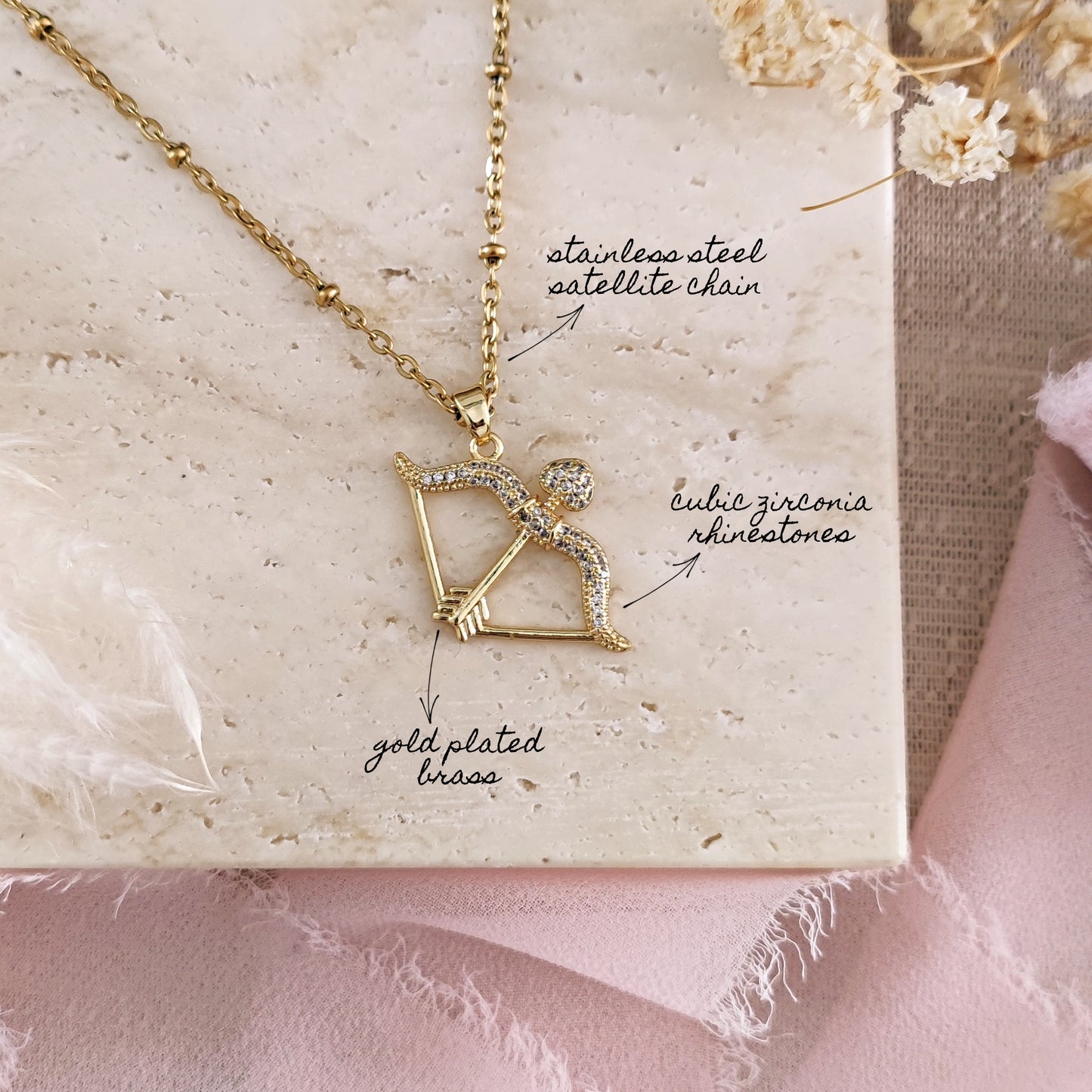 The Archer Necklace, Bow and Arrow Necklace, Archery Necklace, Bow Arrow Cupid Lover Necklace