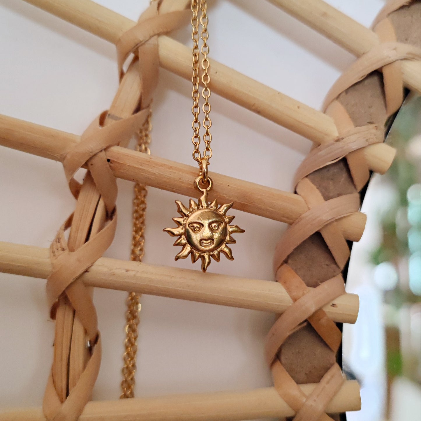 Sun Face Necklace, Gold or Silver Sun Necklace, Aesthetic Necklace, Mythology Necklace // HELIOS