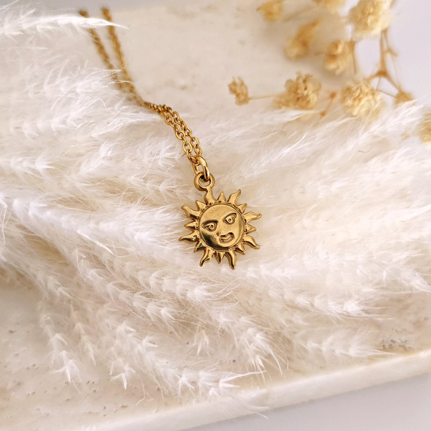 Sun Face Necklace, Gold or Silver Sun Necklace, Aesthetic Necklace, Mythology Necklace // HELIOS