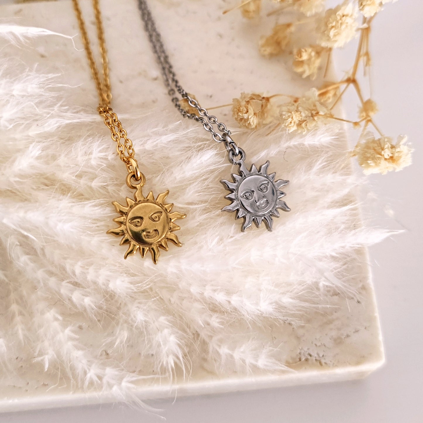 Sun Face Necklace, Gold or Silver Sun Necklace, Aesthetic Necklace, Mythology Necklace // HELIOS