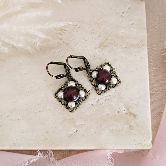 Orecchini Anna Bolena filigrana a rombo e ametista