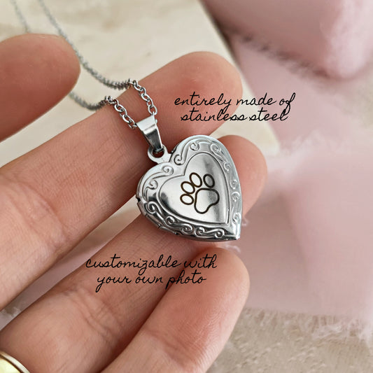 "Pawprint" Heart locket necklace