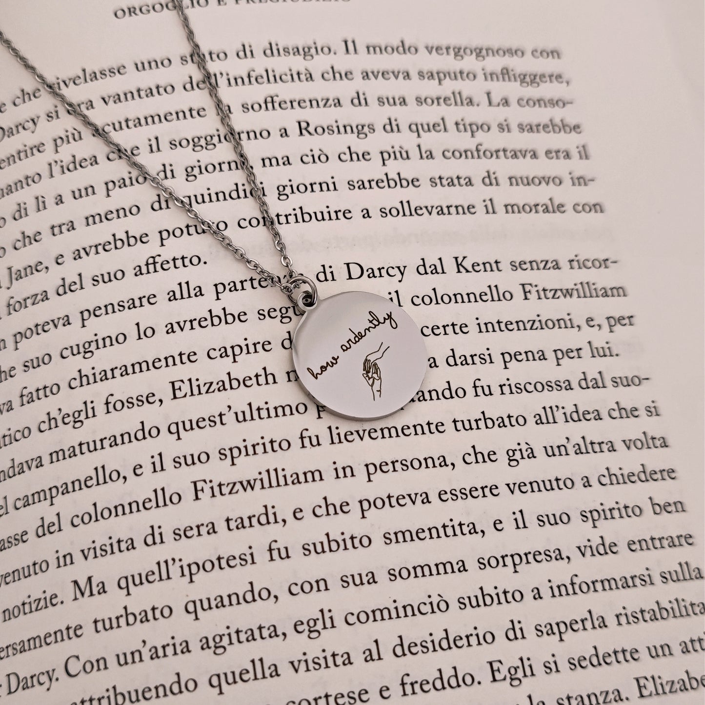 How Ardently Pride & Prejudice Necklace, Mr. Darcy Bookish Necklace, Jane Austen inspired Necklace, Light Academia Engraved Necklace