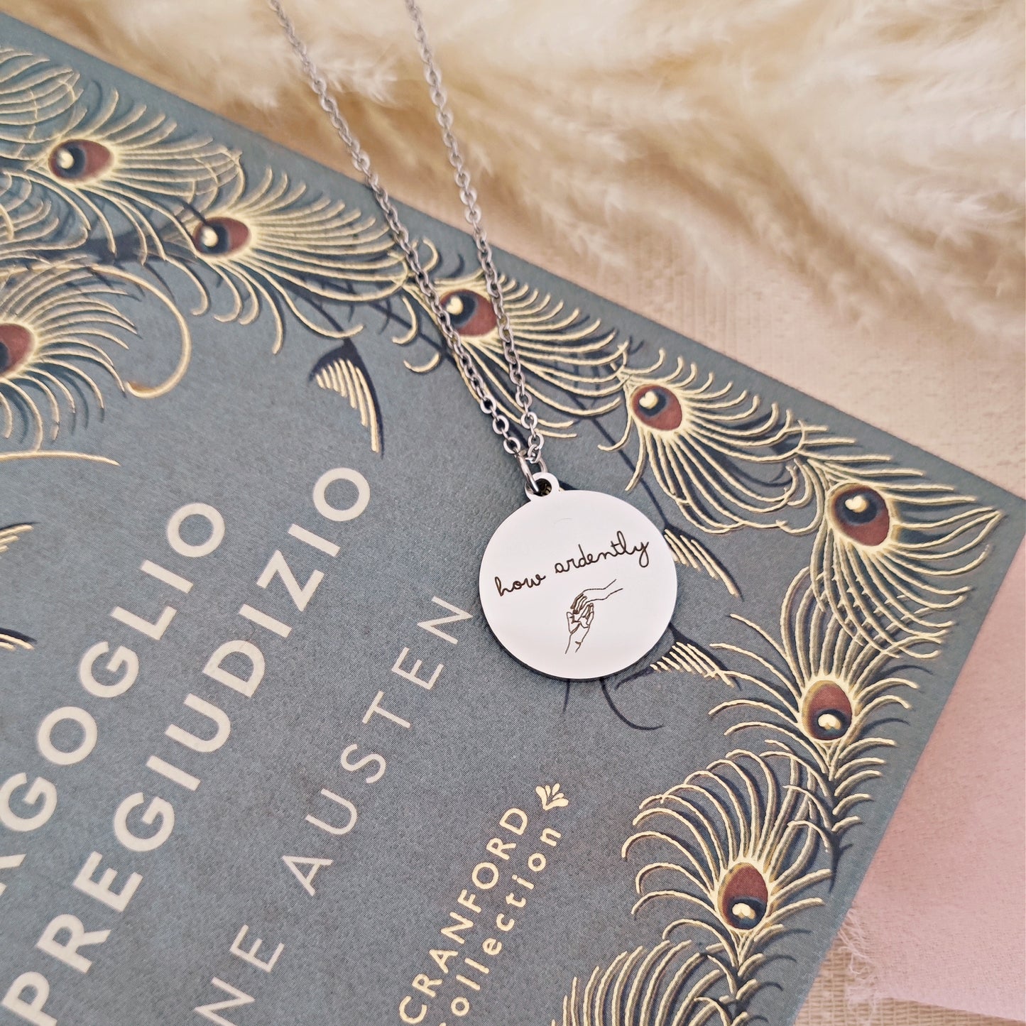 How Ardently Pride & Prejudice Necklace, Mr. Darcy Bookish Necklace, Jane Austen inspired Necklace, Light Academia Engraved Necklace
