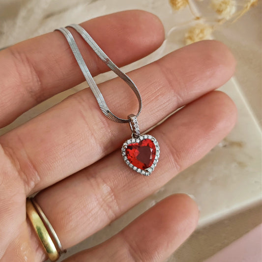 Collana cobra e cuore "Juliet" colore a scelta, argento