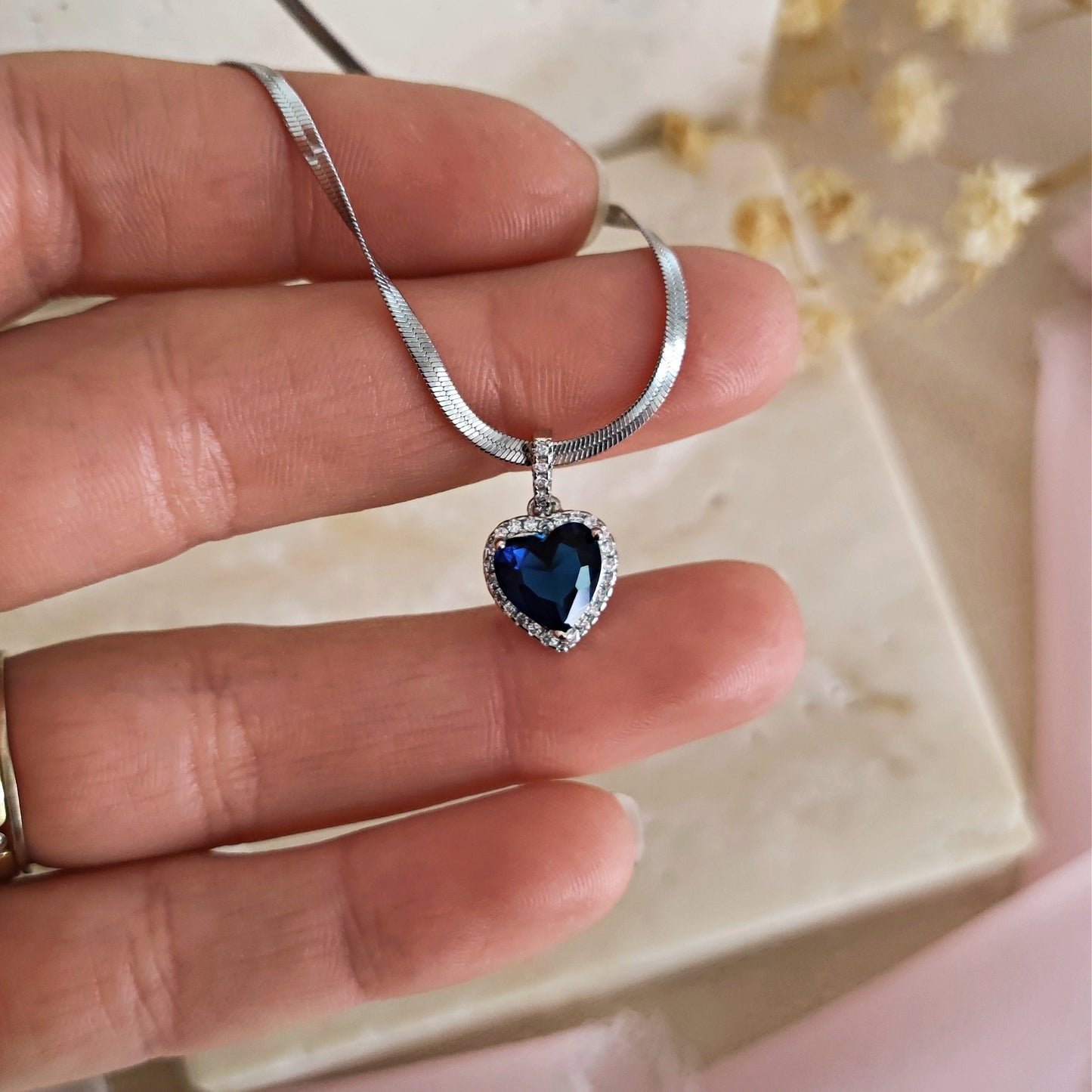 Collana cobra e cuore "Juliet" colore a scelta, argento