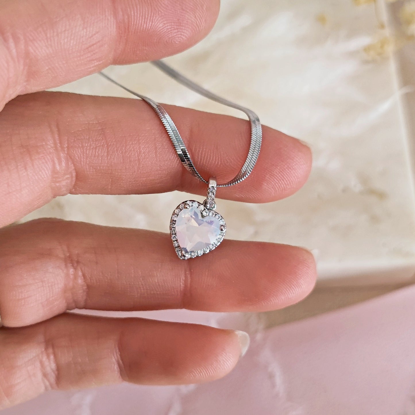 Collana cobra e cuore "Juliet" colore a scelta, argento