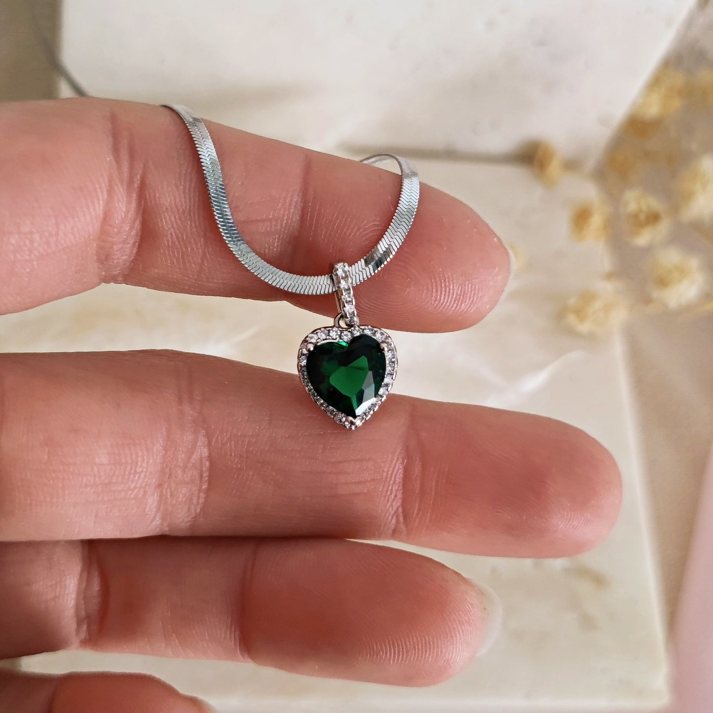 Collana cobra e cuore "Juliet" colore a scelta, argento