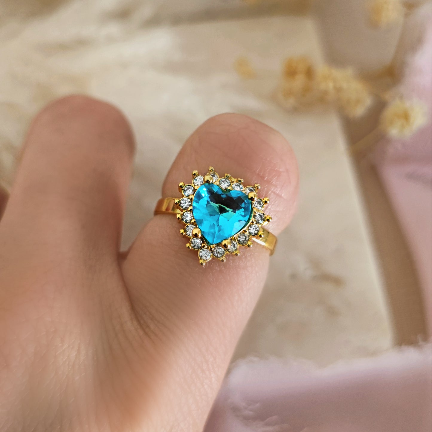 Anello "Princess Heart" con cuore Rosa o Azzurro