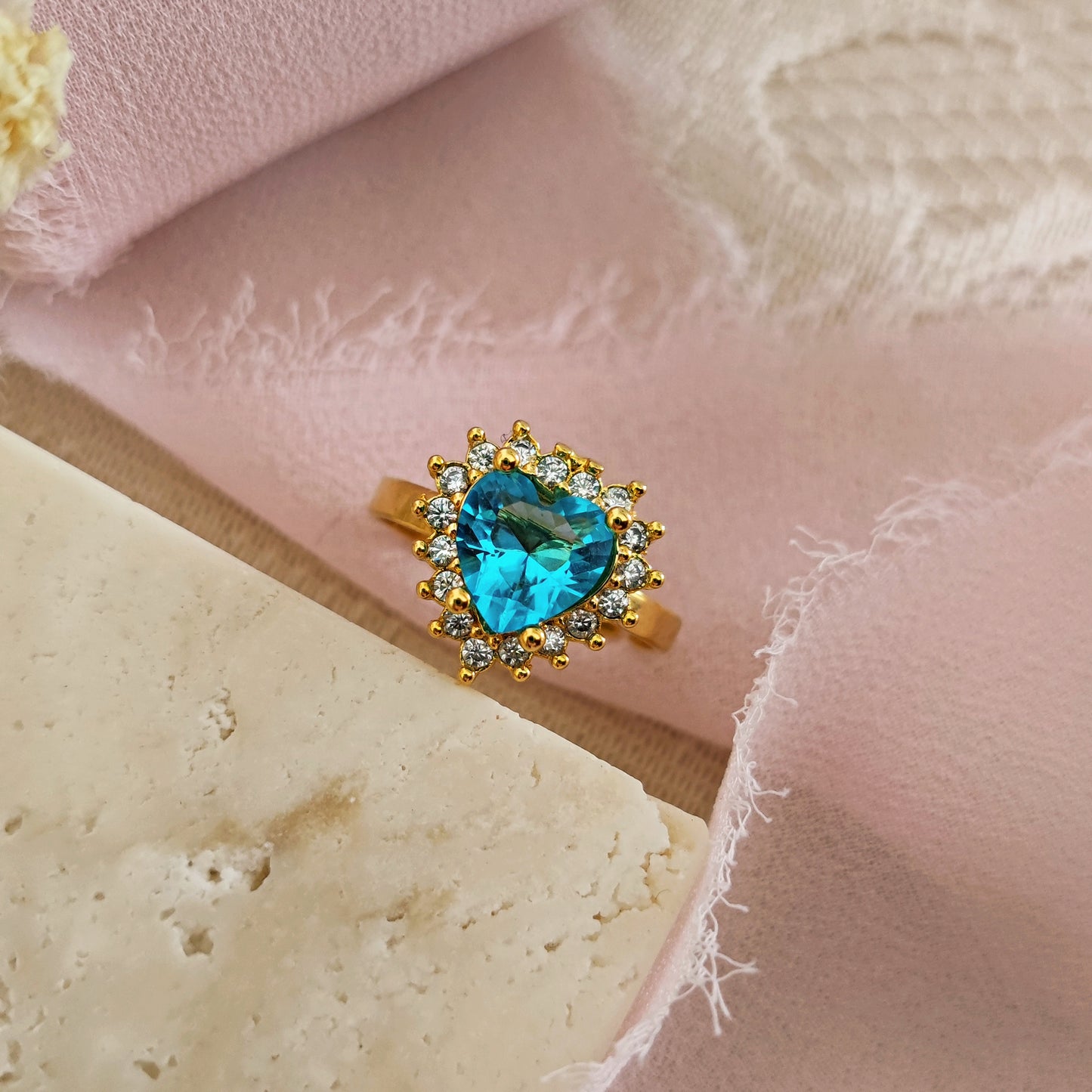 Anello "Princess Heart" con cuore Rosa o Azzurro