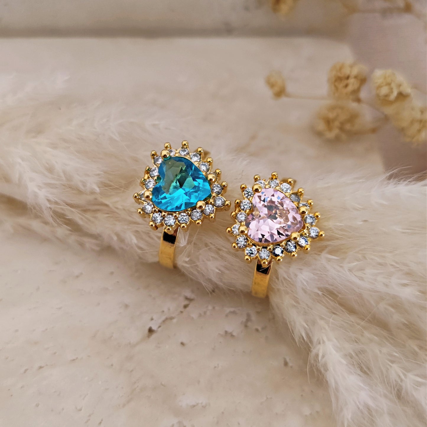 Anello "Princess Heart" con cuore Rosa o Azzurro