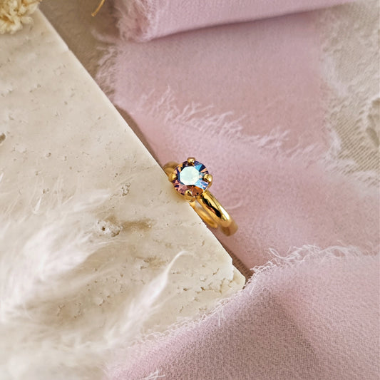 Anello punto luce "Sparks" in ottone placcato oro e punto luce