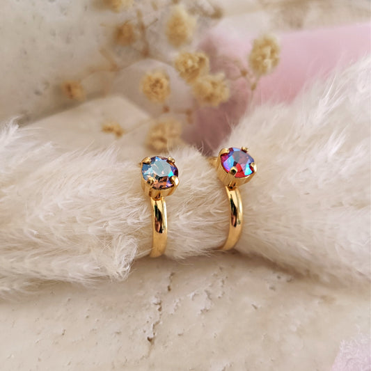 Anello punto luce "Sparks" in ottone placcato oro e punto luce