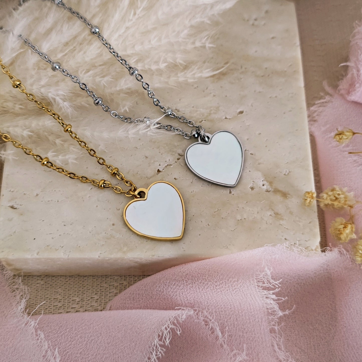 "Love Yourself" necklace with Mother of Pearl and engraving