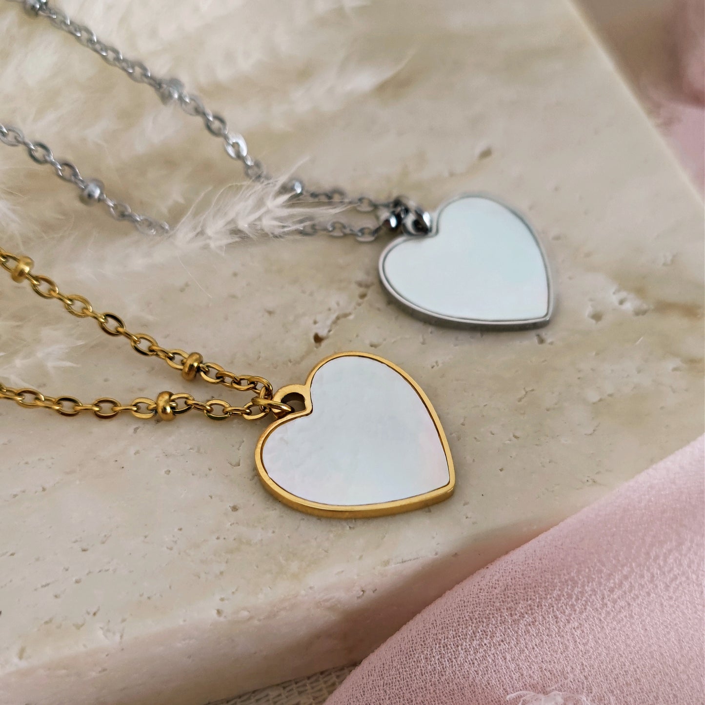 "Love Yourself" necklace with Mother of Pearl and engraving