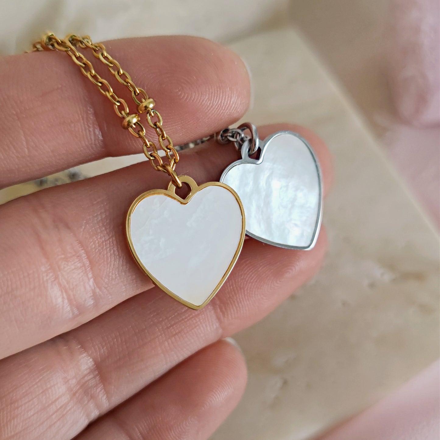 "Love Yourself" necklace with Mother of Pearl and engraving