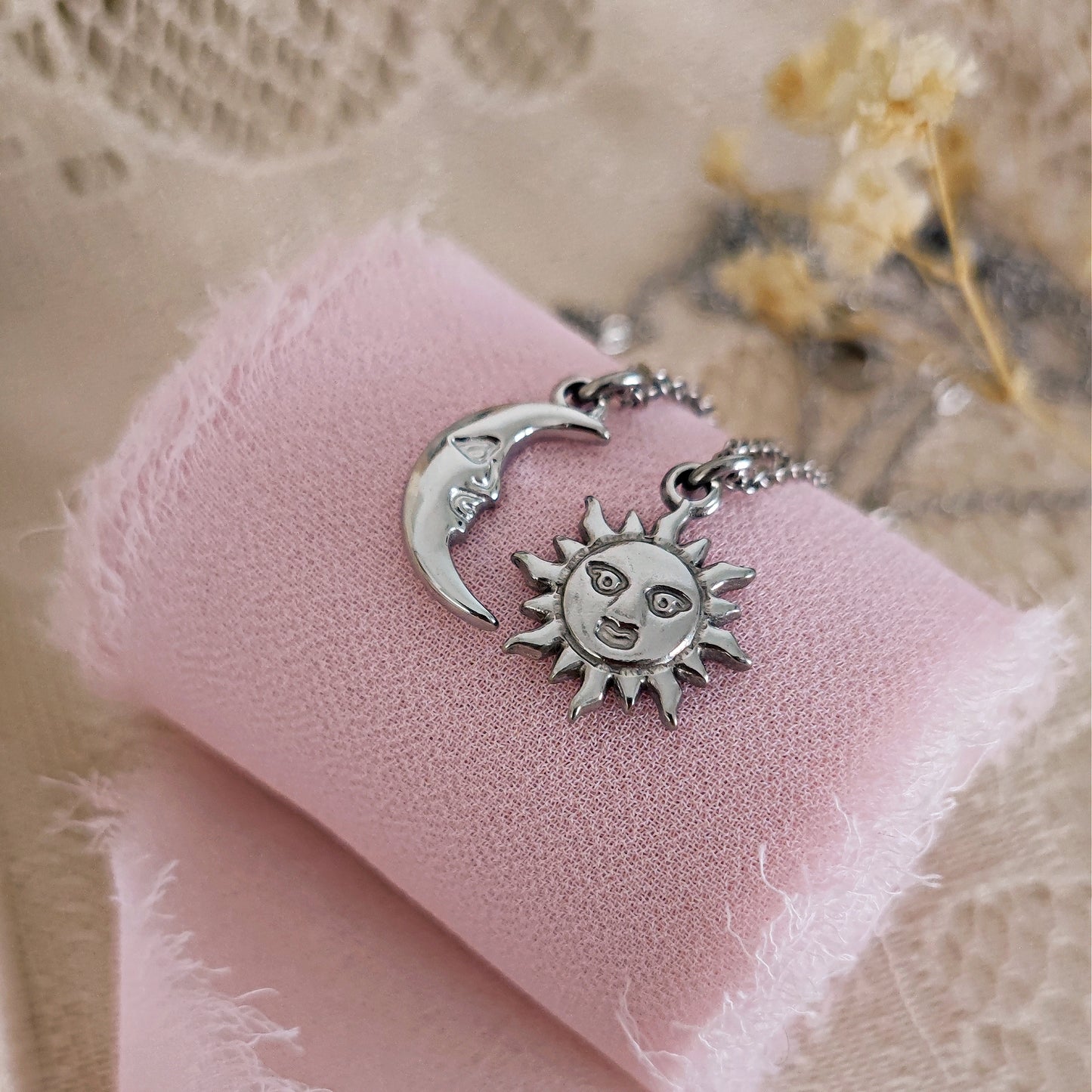 Collane "Sun & Moon" con Sole e Luna per coppie, argento