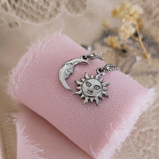 Collane "Sun & Moon" con Sole e Luna per coppie, argento